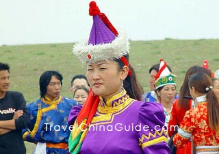 Mongolians in their traditional clothes